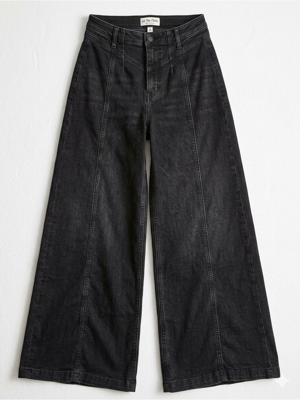 We The Free Free People Libre High Rise Wide Leg Seamed Jeans Black Size 27